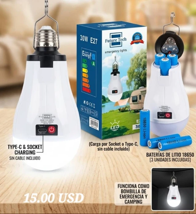 Bombillo LED recargable 30W's foto | DeTodo UnPoco |  BizneCubano